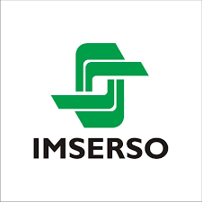 Logotipo geométrico verde con la palabra “IMSERSO” debajo.
