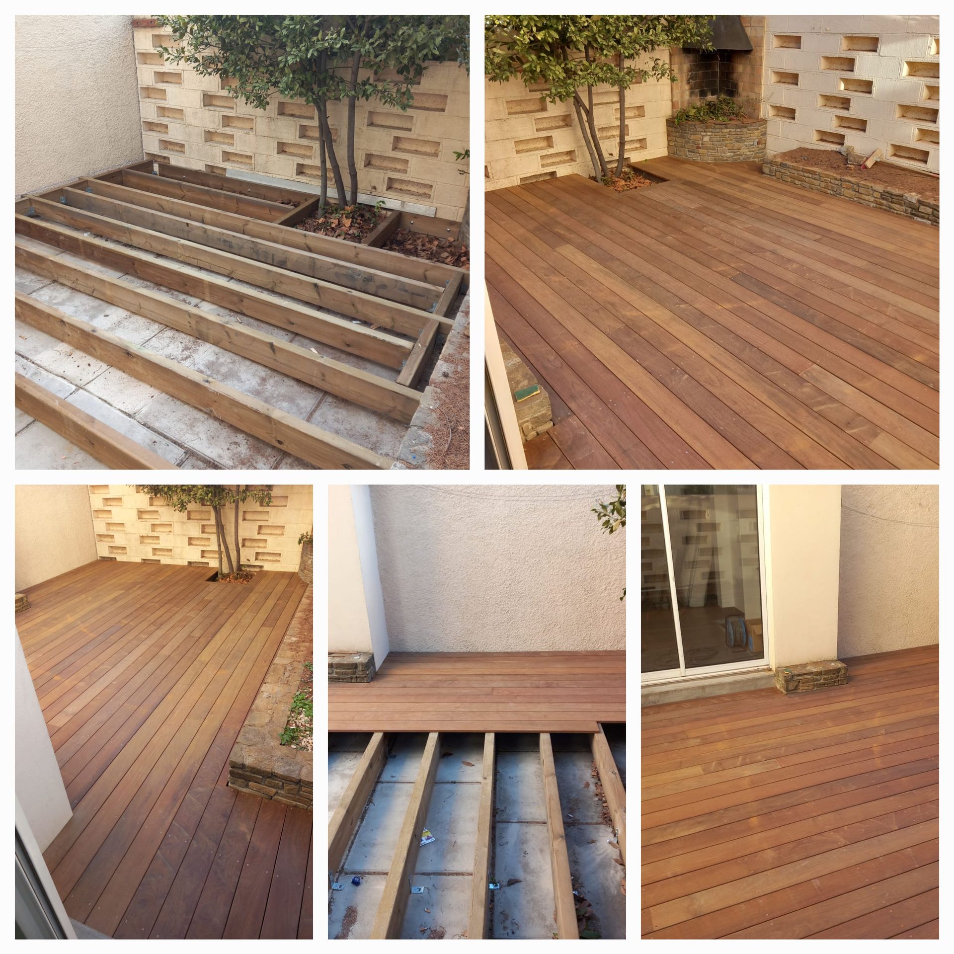 Étape de construction d'une terrasse en lame de bois