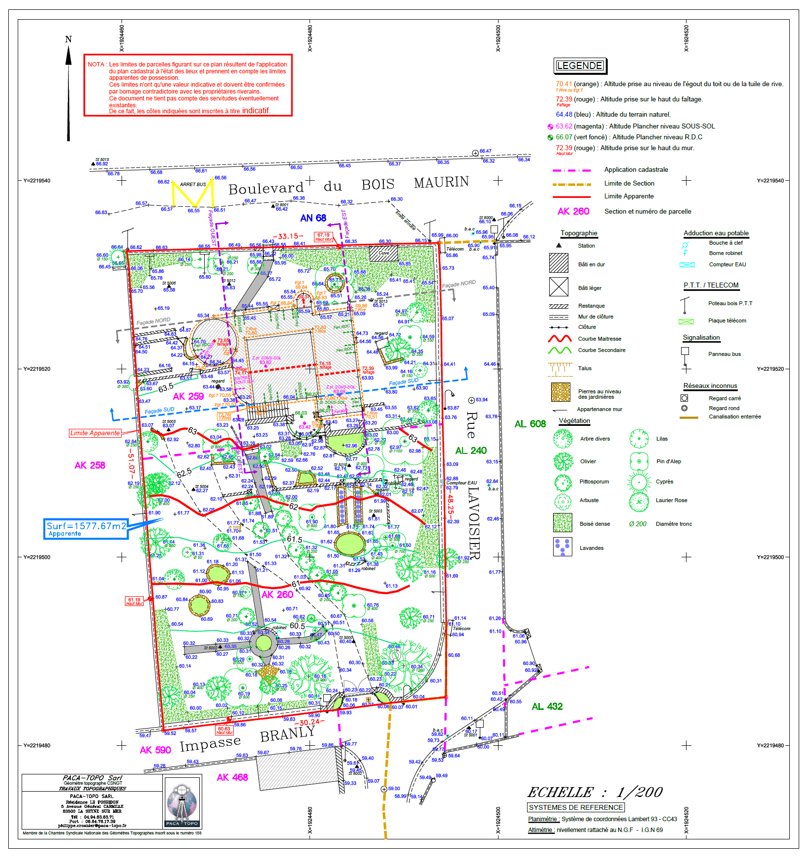 Plan de topographie à Bandol