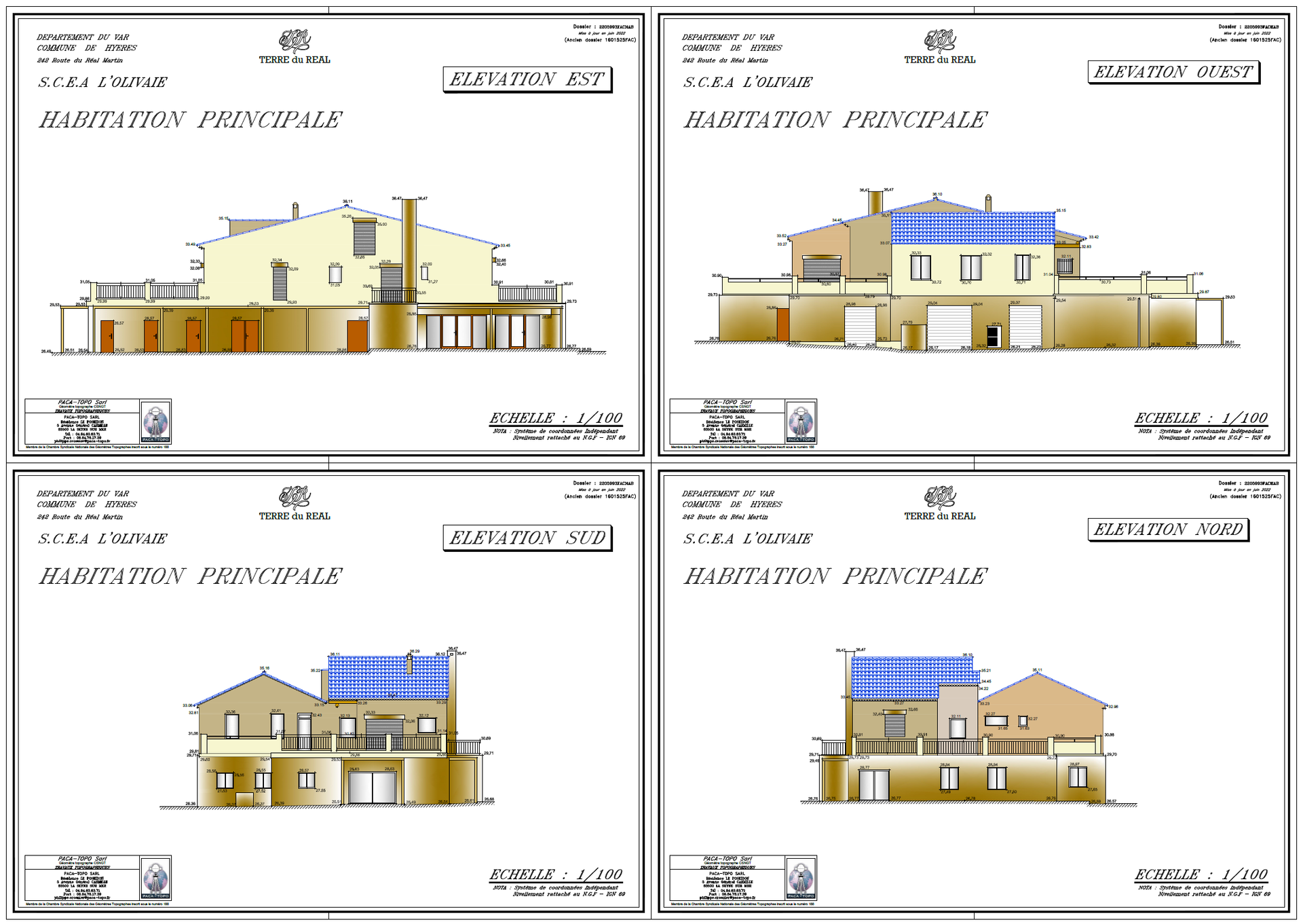 Plan de façade d'une maison à Hyères
