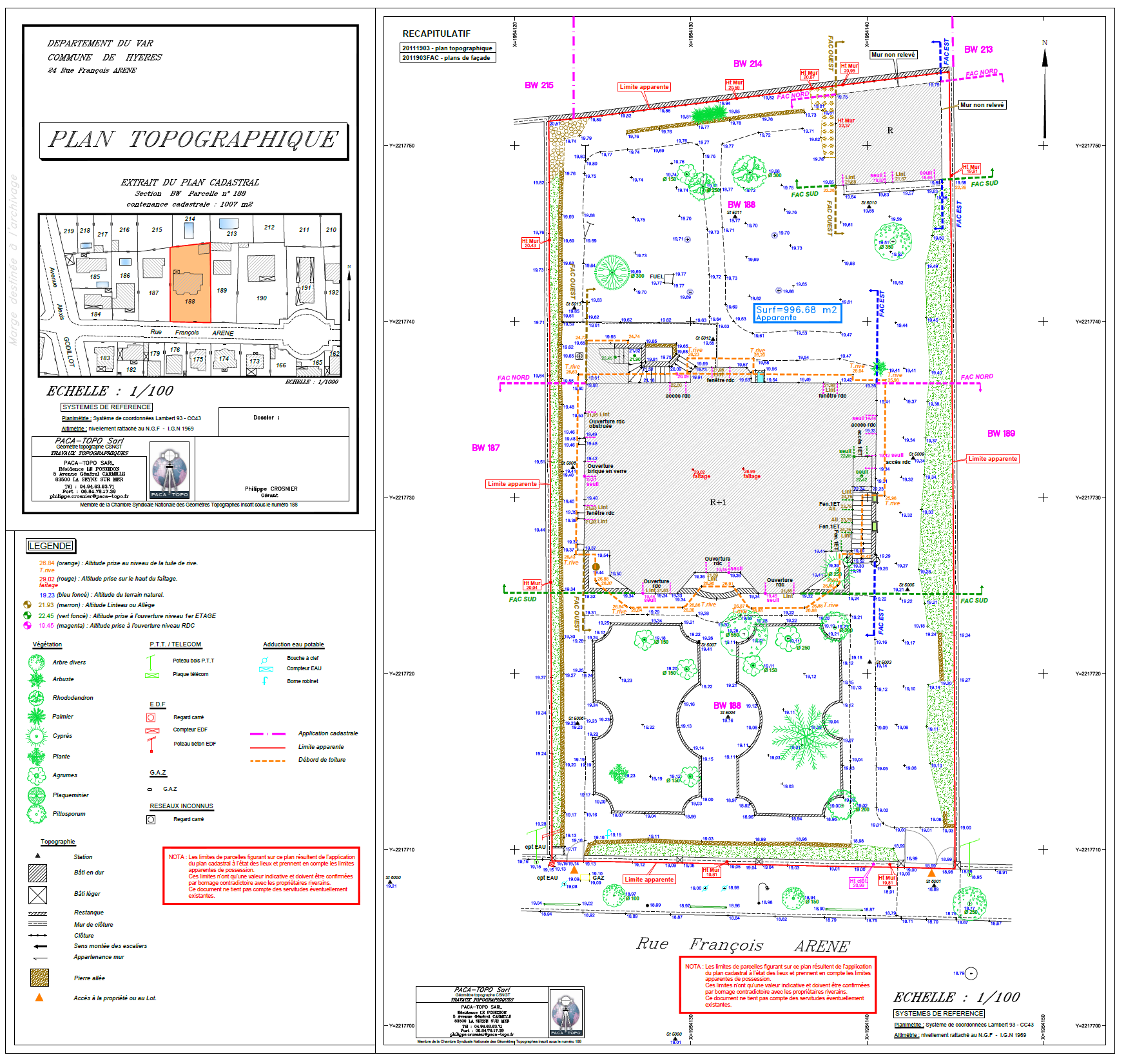 Plan topographique de terrain à Hyères