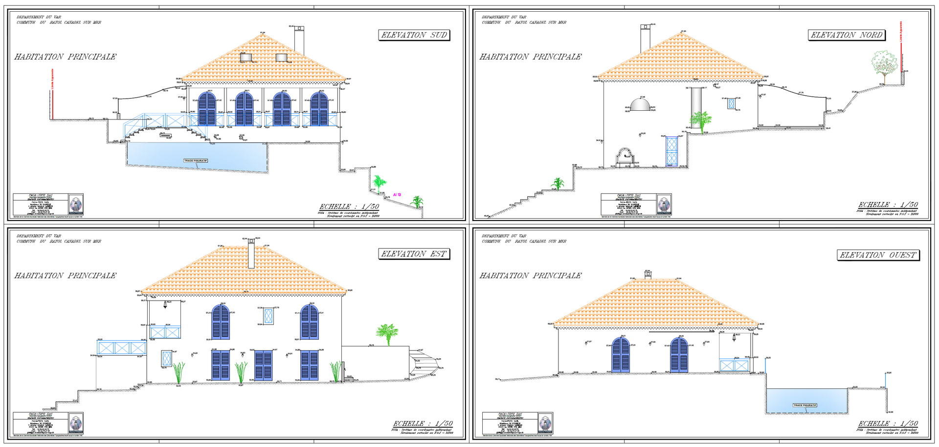 Plan d'une façade au Rayol-Canadel-sur-Mer