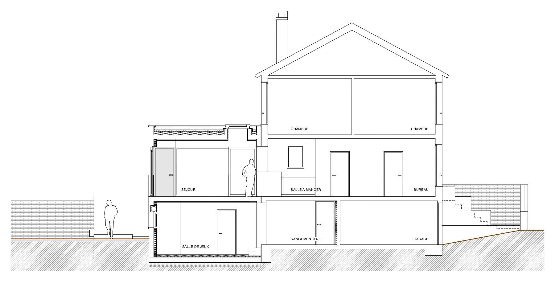 Plan d'architecte des pièces d'une maison