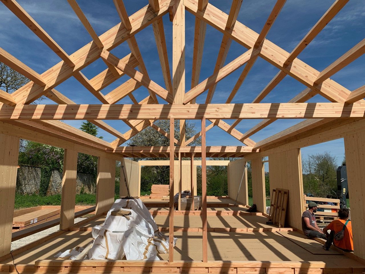 Charpente sur maison en bois