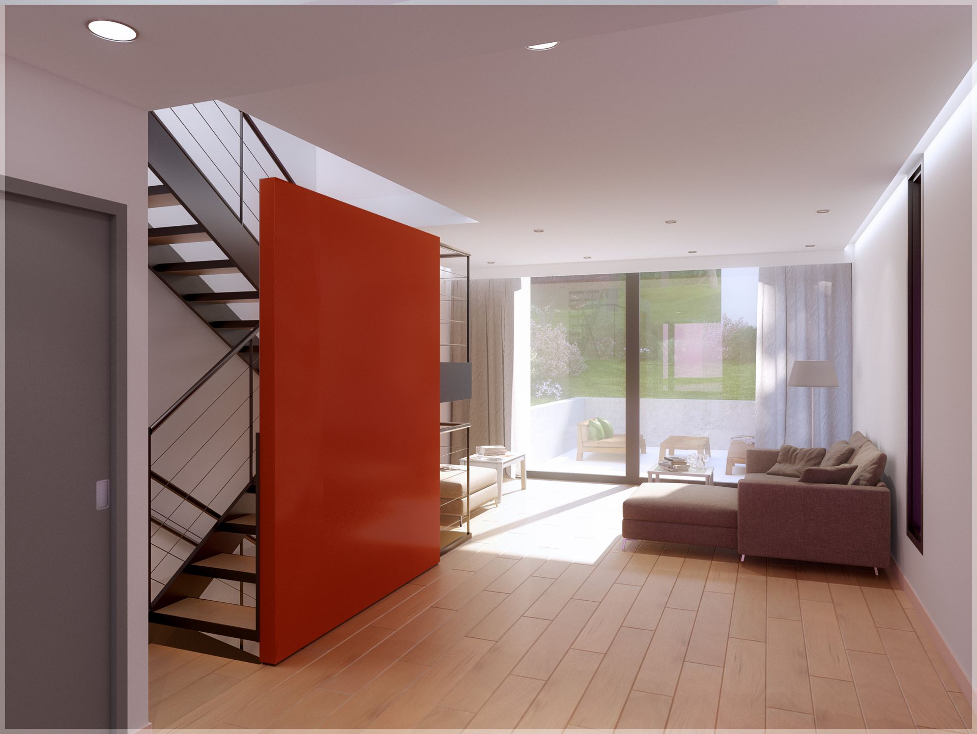 Maison avec mur rouge