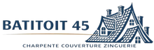 Logo pour Batitoit 45 présentant une illustration d'un toit de maison bleu foncé avec le texte .
