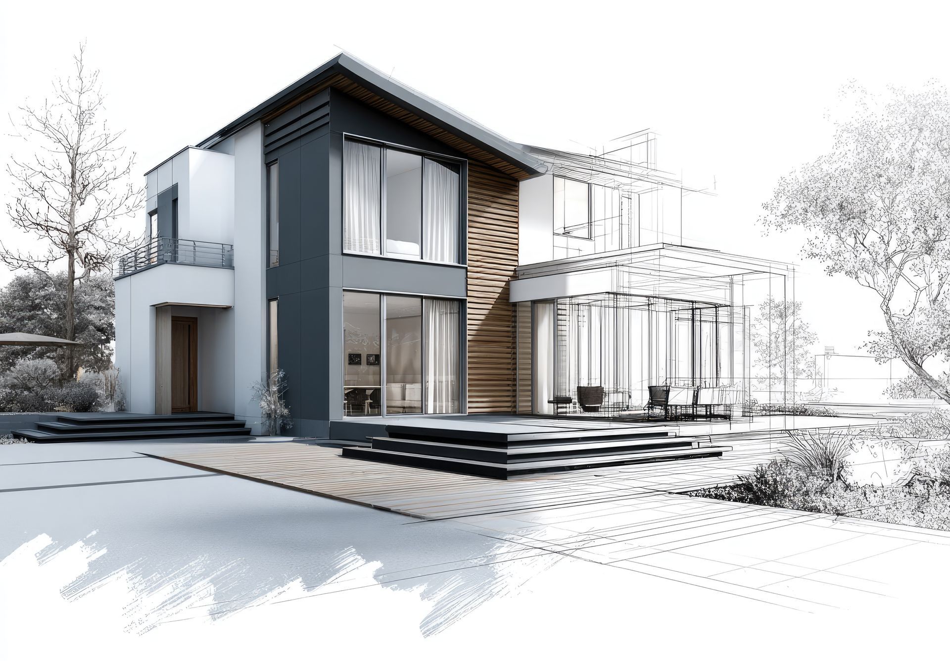 Plan d'extension avec une pergola