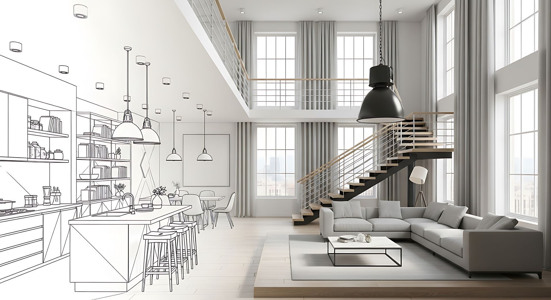 Plan d'aménagement d'un loft