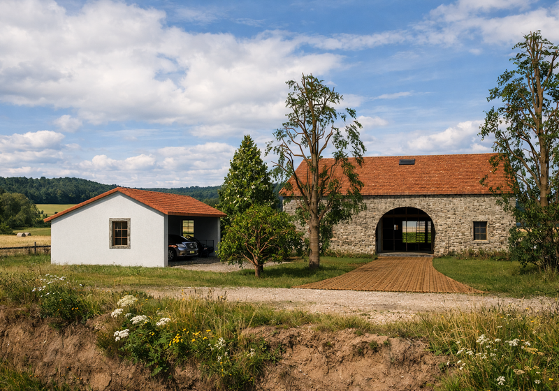 Plan de réhabilitation d'une ancienne grange