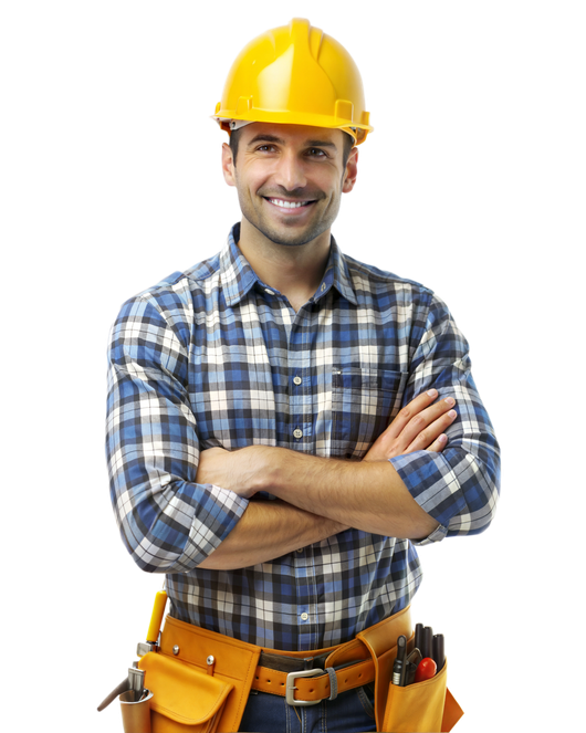 Chauffagiste avec un casque jaune
