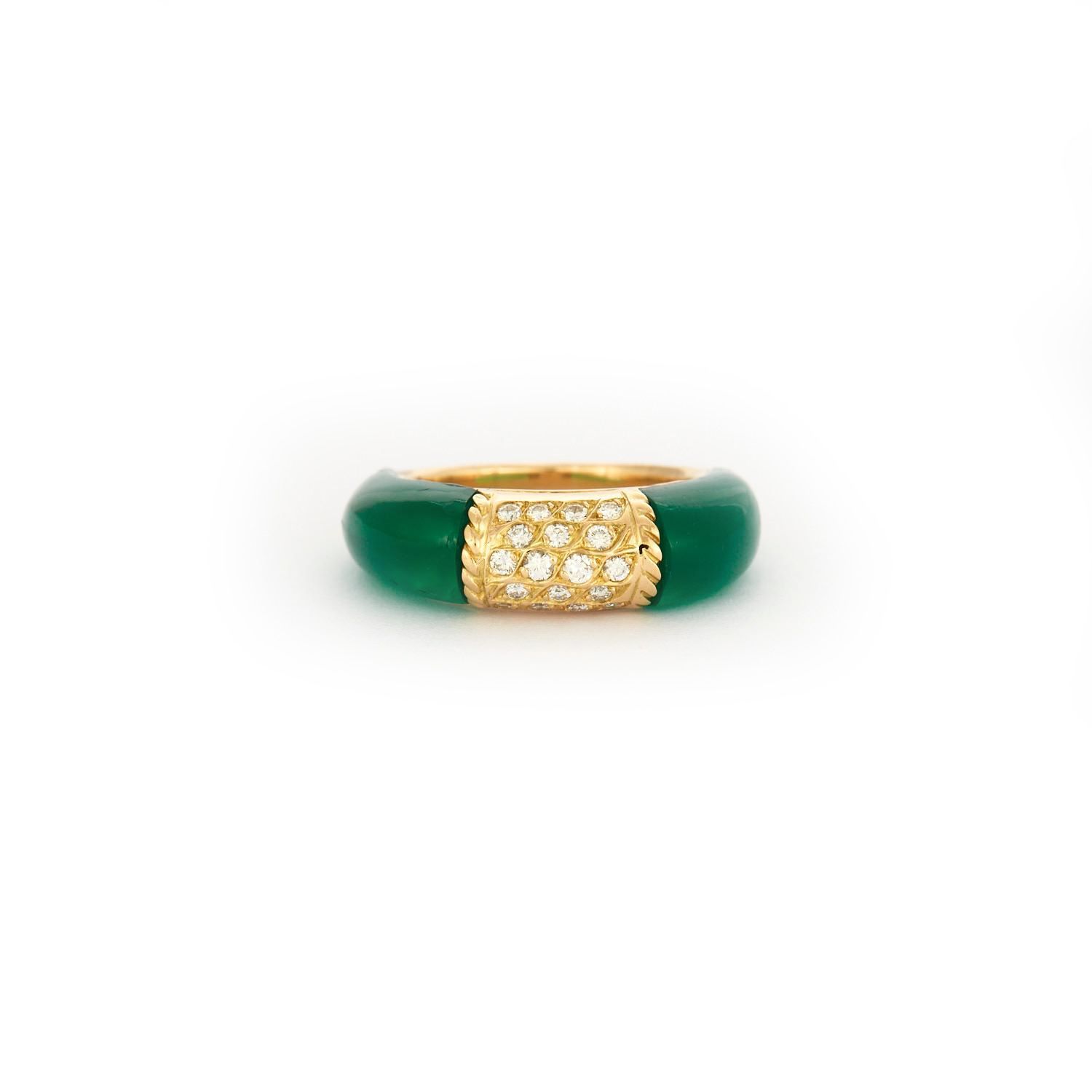 Bague or diamants agate verte
