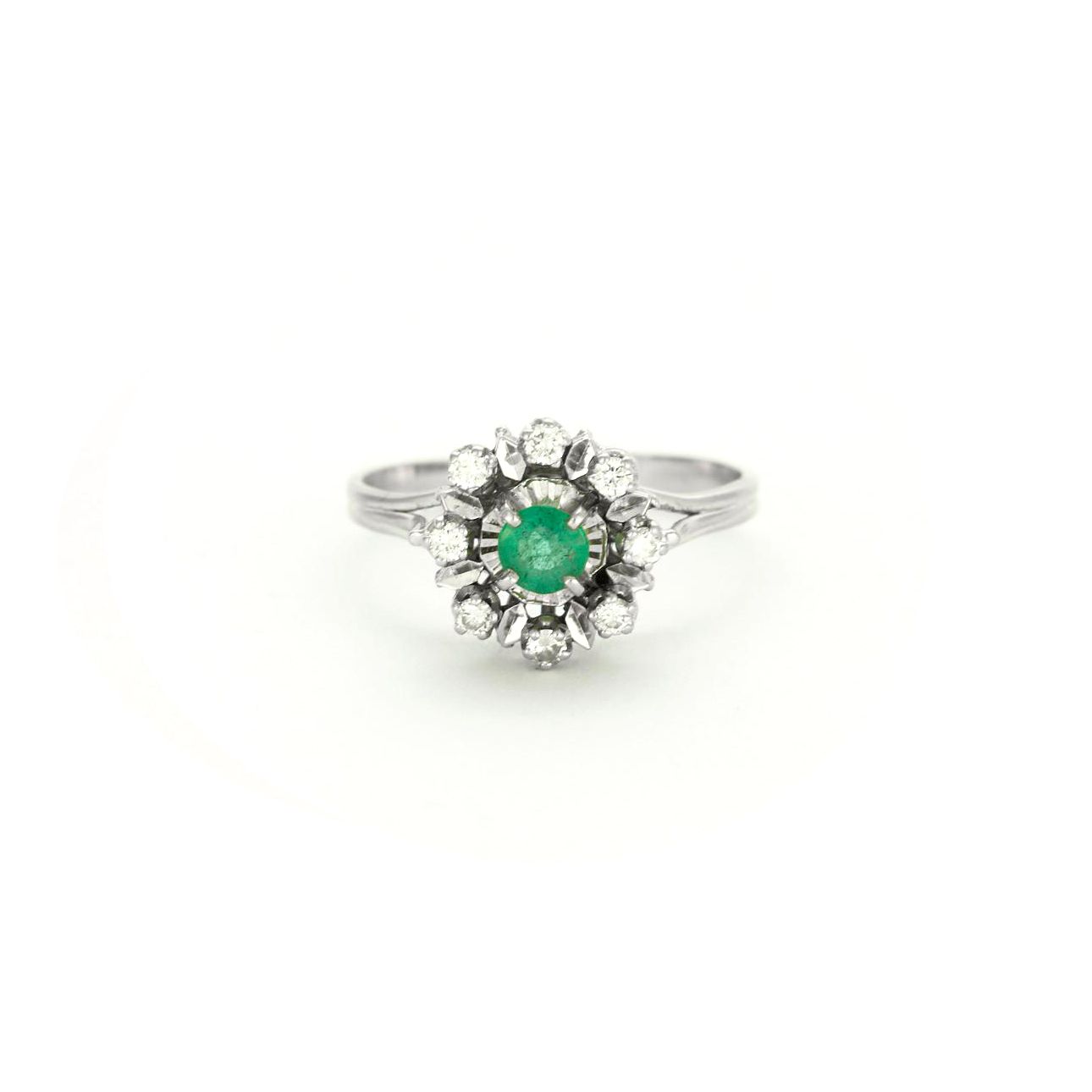 Bague émeraude or blanc diamants