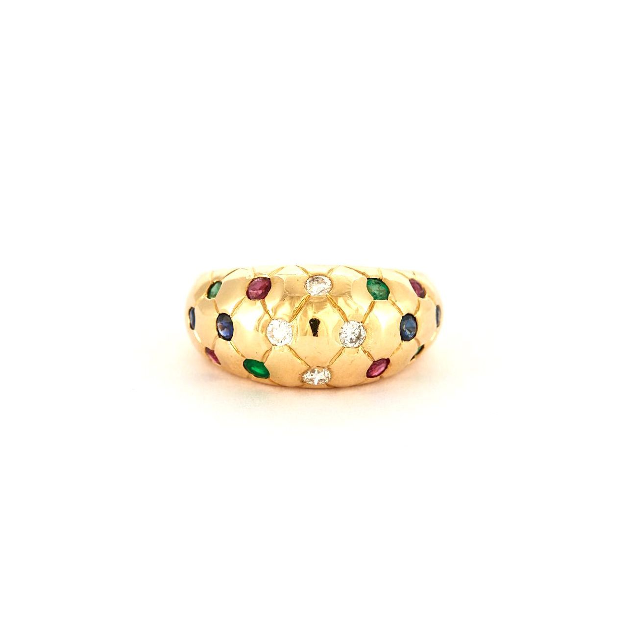 Bague jonc plusieurs pierres précieuses