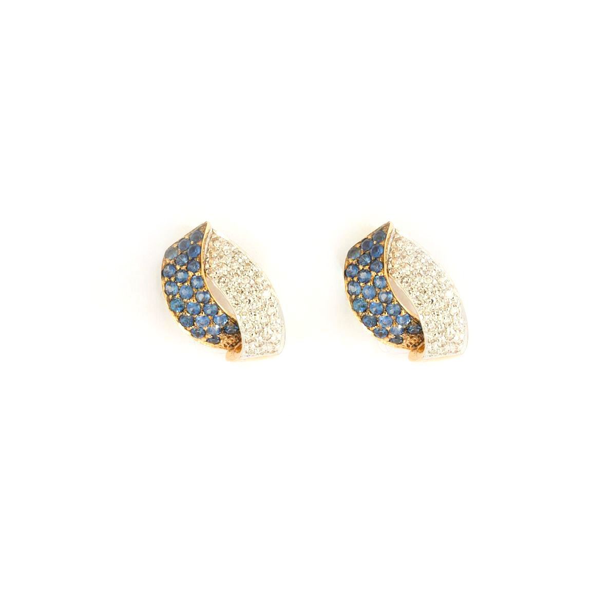 Boucles d'oreilles Or, diamants et saphirs