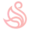 Logotipo abstracto rosa con forma de llama sobre un fondo blanco