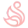 Logotipo abstracto rosa con forma de llama o cinta sobre fondo blanco