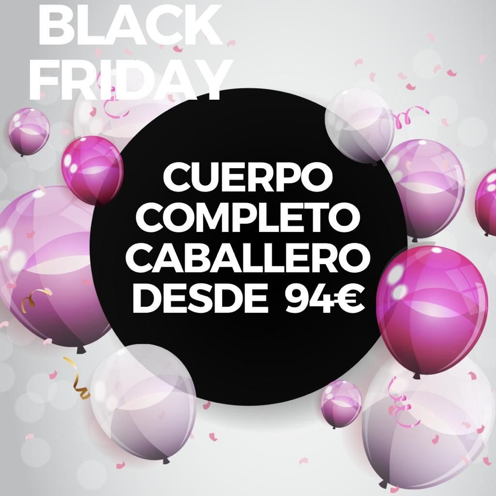 Un cartel del Viernes Negro con globos rosas y confeti.