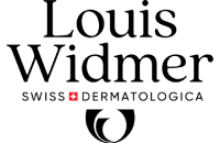 Il logo di louis widmer swiss dermatologica è in bianco e nero.