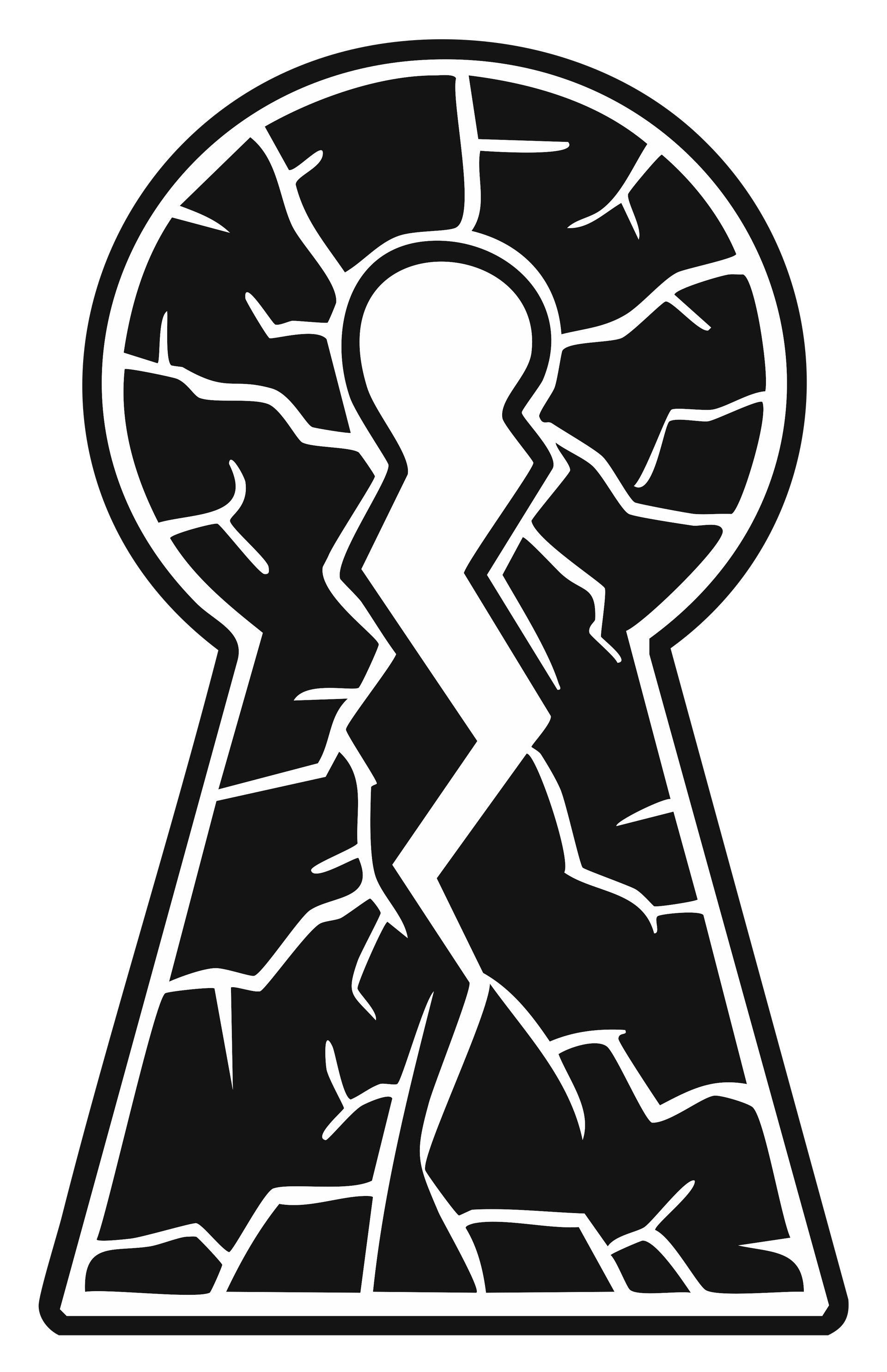 Une silhouette noire en forme de trou de serrure 