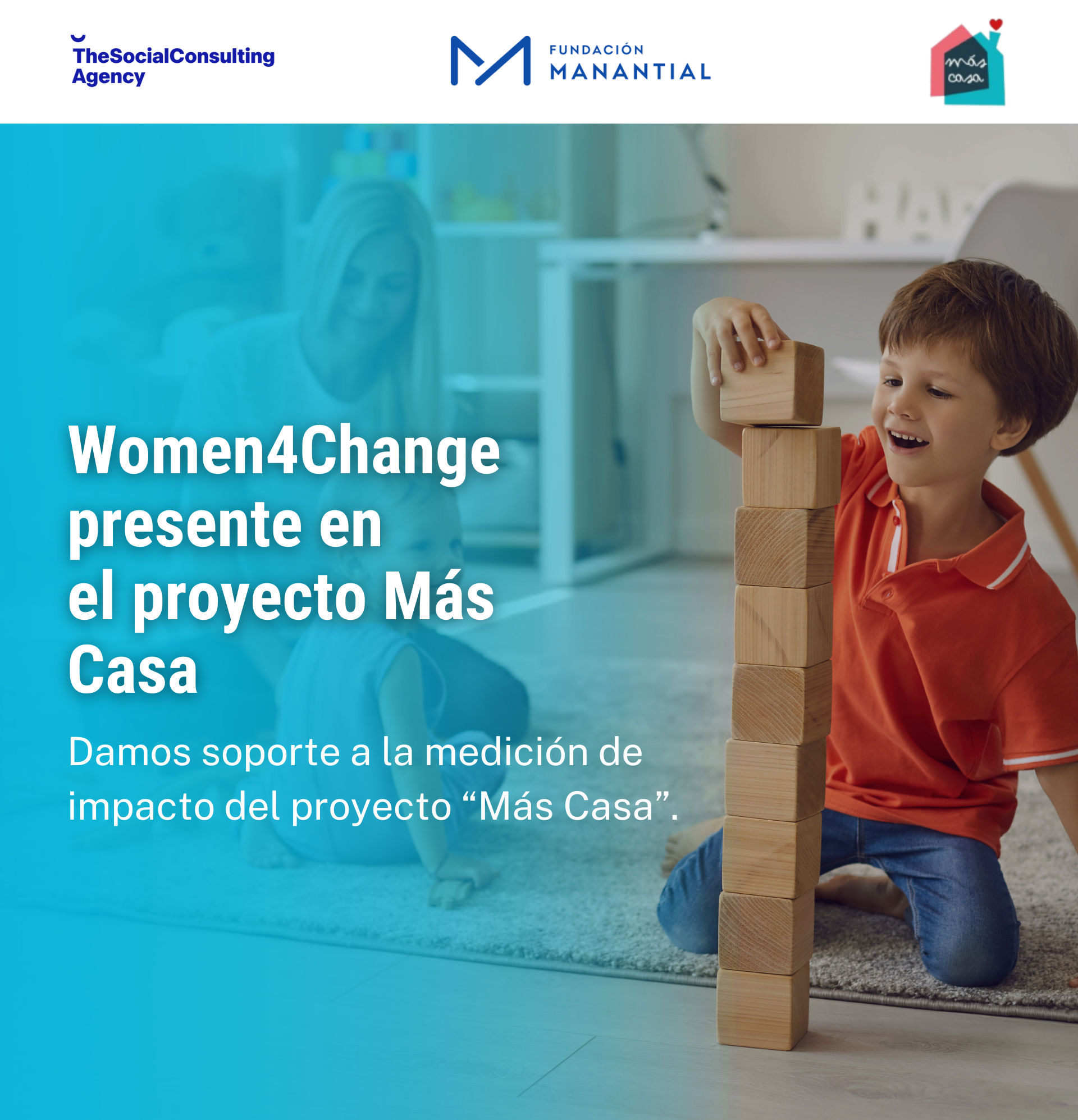 Niños jugando gracias al proyecto Más Casa donde The Social Consulting Agency da soporte a la medición de impactos.