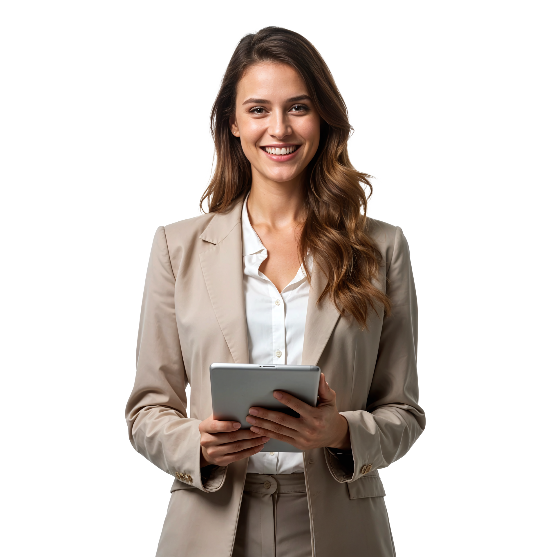 Une femme qui tient sa tablette