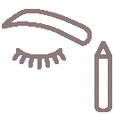 Un dibujo de las cejas de una mujer y un lápiz.
