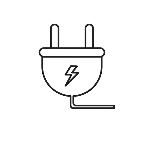 Enchufe eléctrico con símbolo de rayo.