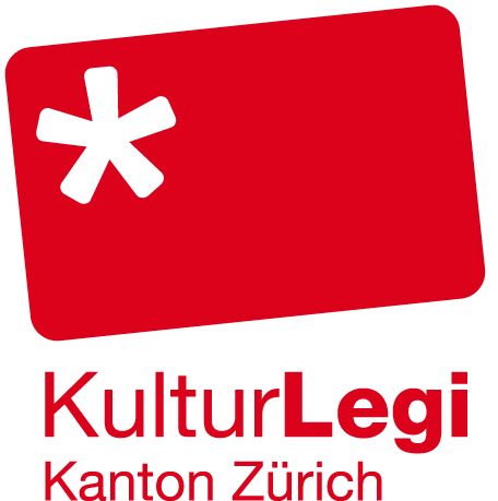 Rotes rechteckiges Logo mit einem weißen Sternchen, darunter in roter Schrift „KulturLegi Kanton Zürich“.