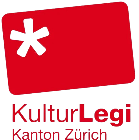Rotes rechteckiges Logo mit einem weißen Sternchen, darunter in roter Schrift „KulturLegi Kanton Zürich“.