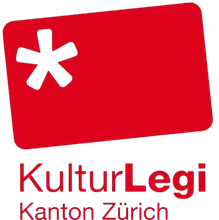 Rotes rechteckiges Logo mit einem weißen Sternchen, darunter in roter Schrift „KulturLegi Kanton Zürich“.