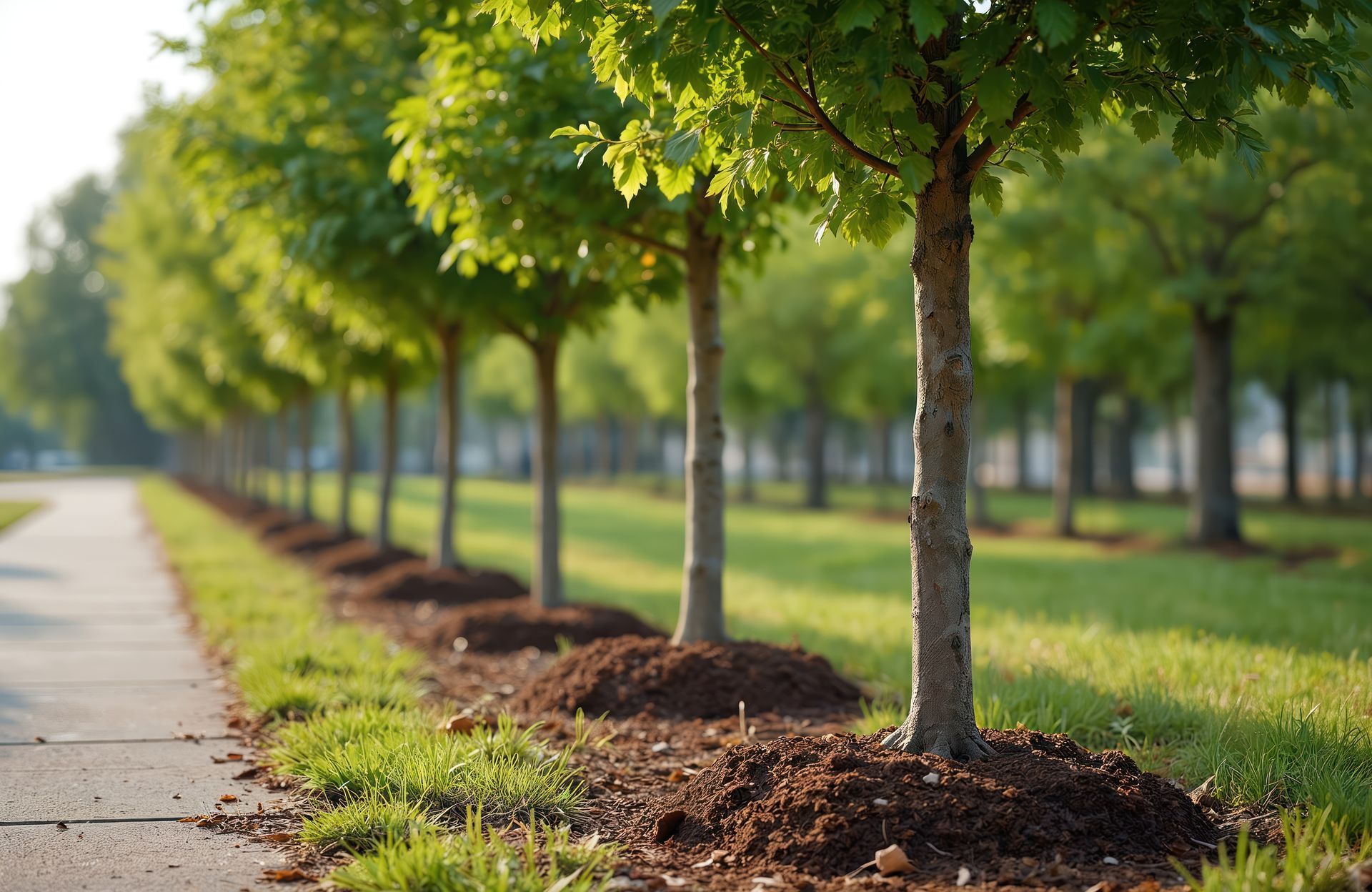 Tilleuls plantés en rangée le long du trottoir