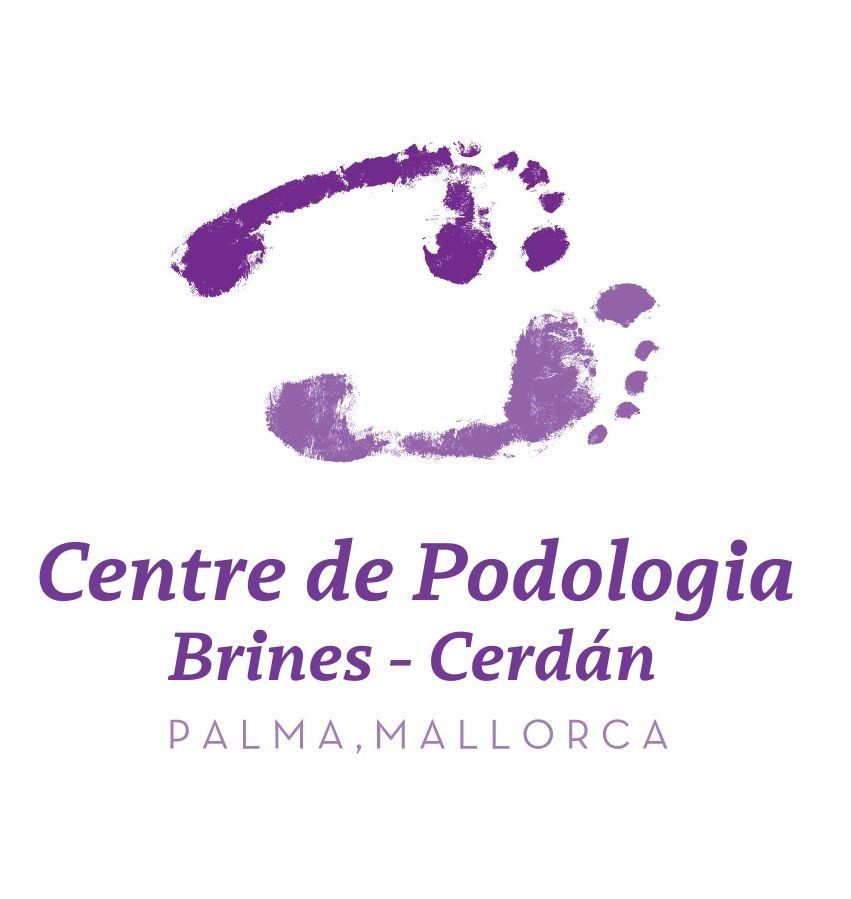 A purple logo for centre de podologia brines cerdan palma mallorca