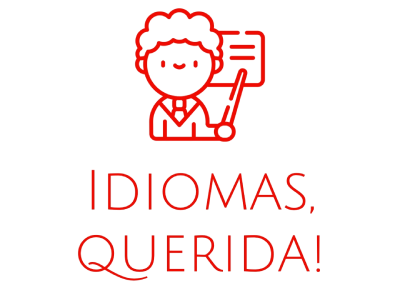 Profesora dibujada con l&iacute;neas rojas en una pizarra con el texto &ldquo;IDIOMAS, QUERIDA!&rdquo;