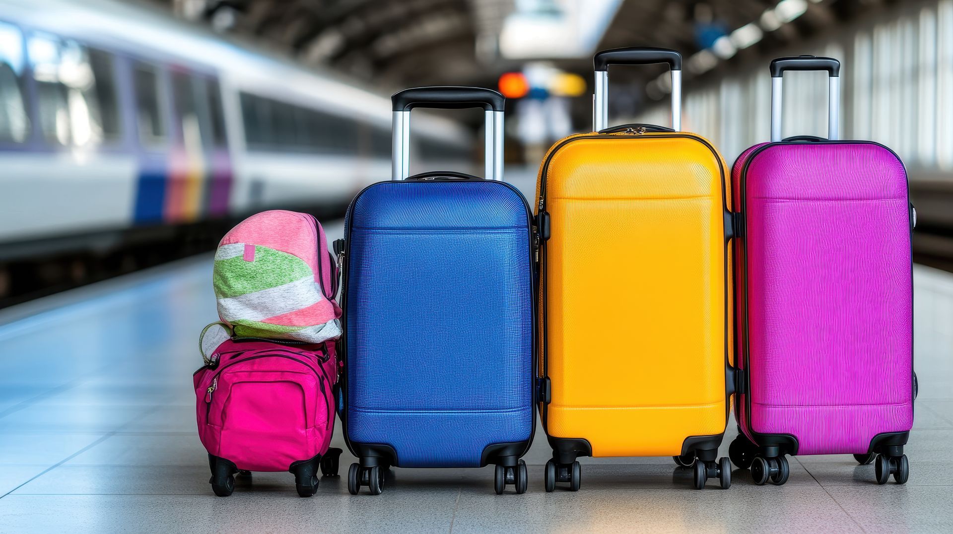 Plusieurs valises sur un quai de gare