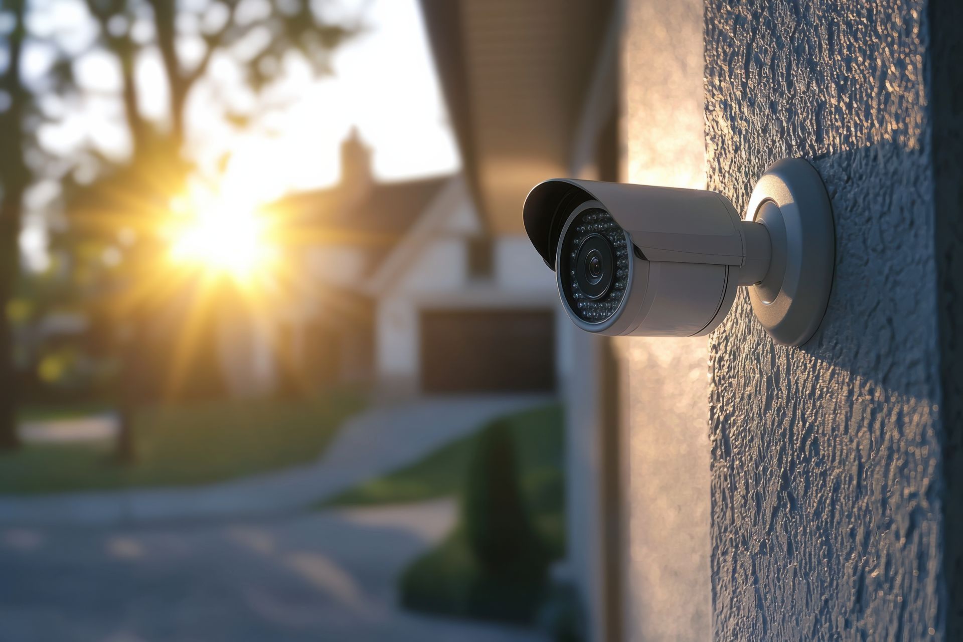 Une caméra de surveillance à l'extérieur d'une maison.
