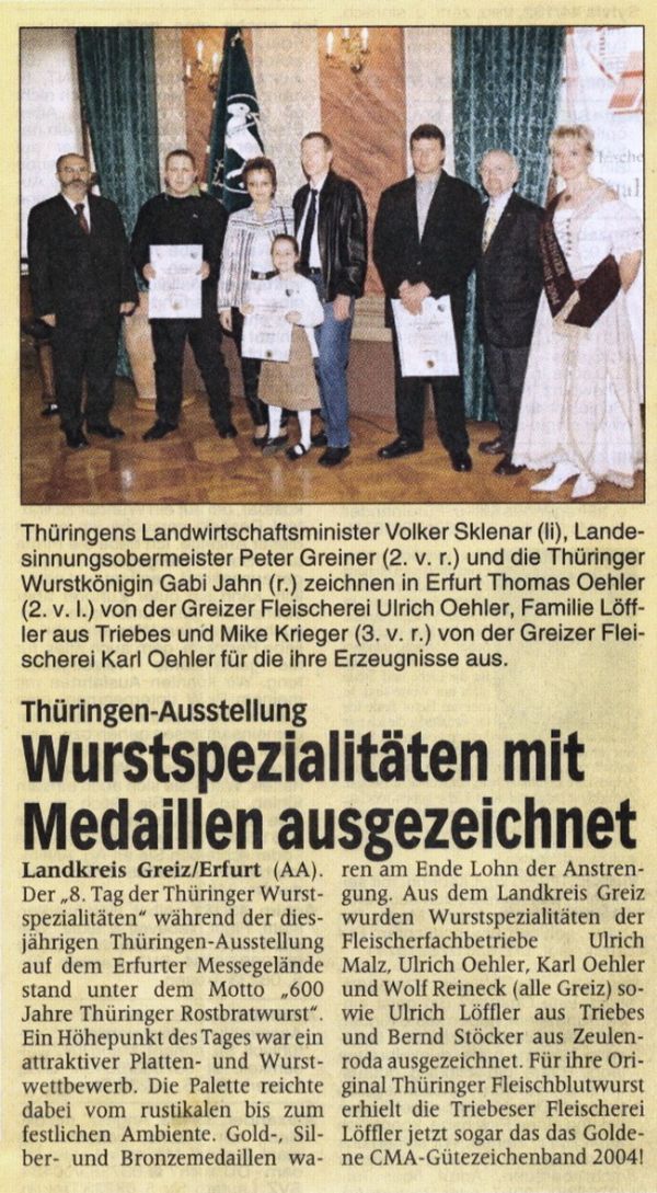 Fleischerei Löffler – Zeitungsartikel