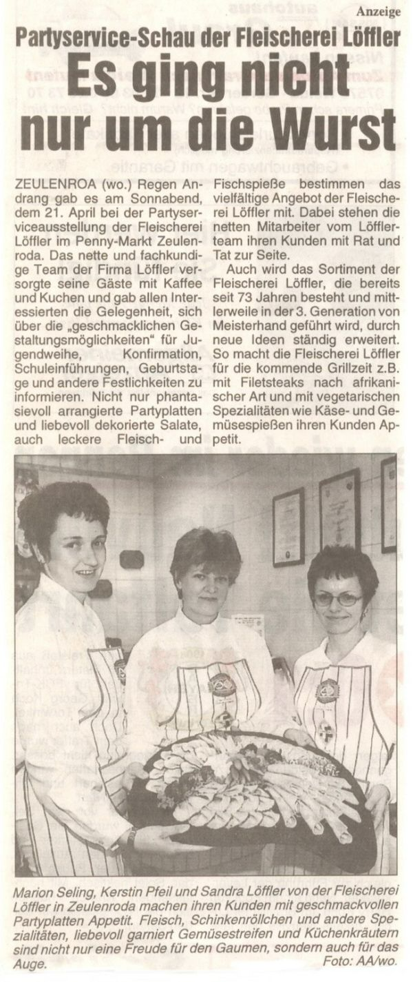 Fleischerei Löffler – Zeitungsartikel