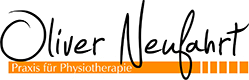 Logo for Oliver Neufahrt, "Praxis für Physiotherapie." Text is black over an orange banner.