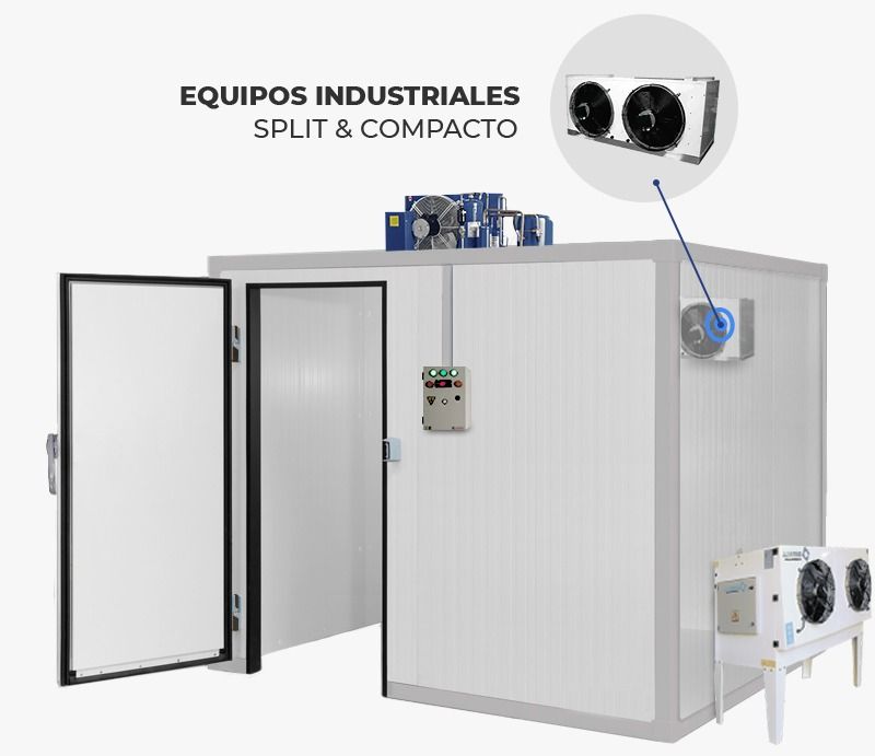Unidad de refrigeración industrial con cámara frigorífica, sistema dividido y equipo de refrigeración