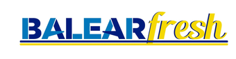 El logotipo de Balearfresh: "BALEAR" en letras may&uacute;sculas azules junto a "fresh" en una fuente cursiva amarilla