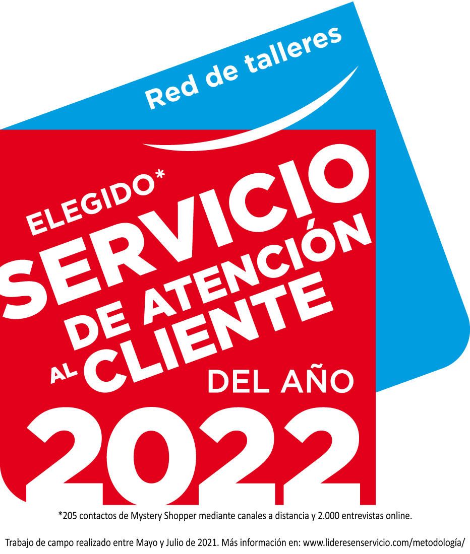 A red and blue sign that says servicio de atencion al cliente del ano 2022