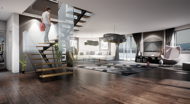 image 3D intérieur - grand salon