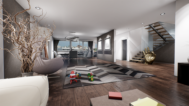 image 3D intérieur - pièce de vie