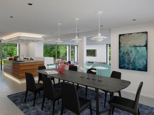 Salle à manger d'une villa construite à Corsier