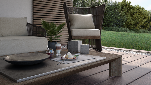 terrasse en image de synthèse pour projet de construction de villas