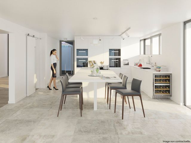 Vue cuisine en image de synthèse pour projet de construction de villas