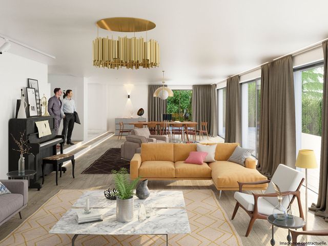 Salon en image de synthèse pour projet de construction de villas