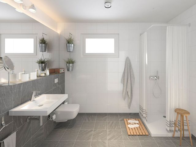 Salle de bains - projet 3D villa construite à Thonex