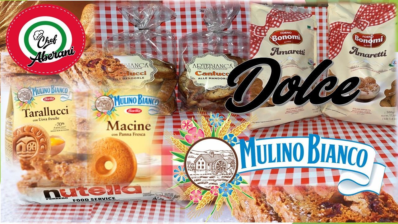 Un collage de productos Dolce & Mulino Bianco