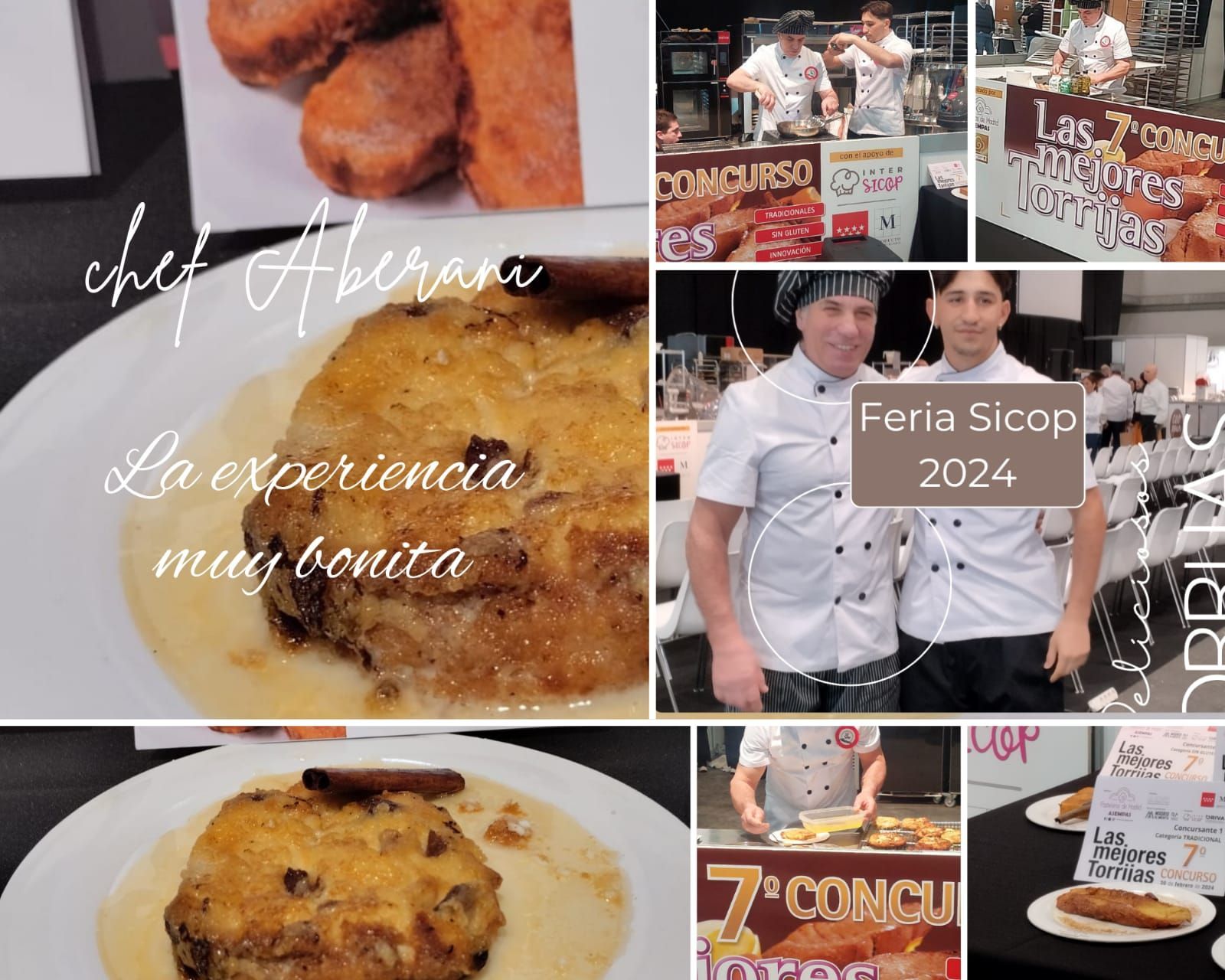 Un collage de fotos muestra a chefs y un cartel que dice 7 concu